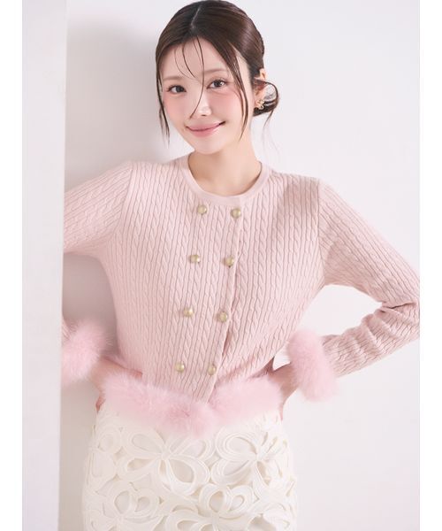 CELFORD（セルフォード） カーディガン カシミア混ファートリムニット