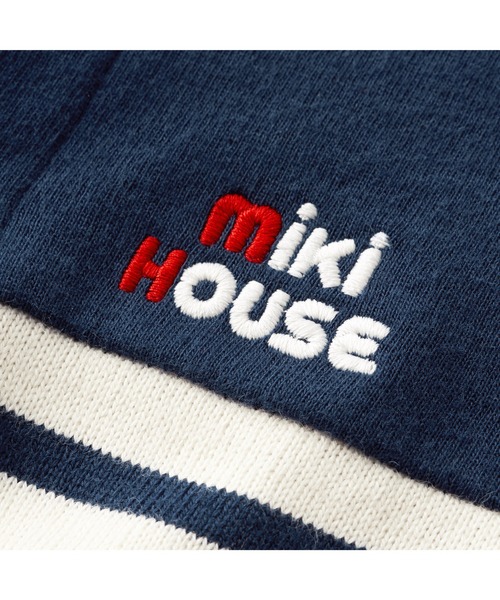 【新品未使用タグ付き】MIKI HOUSE ミキハウス ボーダーカバーオール MIKI HOUSE ベビー服 ロンパース ボーダーカバーオール