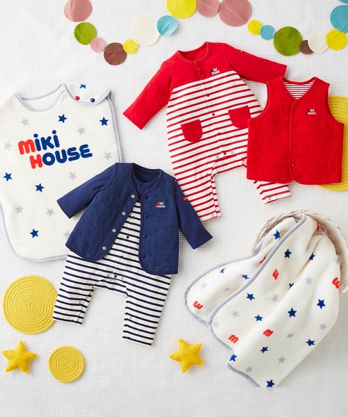 MIKI HOUSE（ミキハウス） ベビー服 ロンパース ボーダーカバーオール