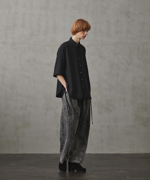 shareef レイヤードシャツ S ブラック SHAREEF（シャリーフ） シャツ 半袖 SIDE SLIT S/S SHIRTS メンズ