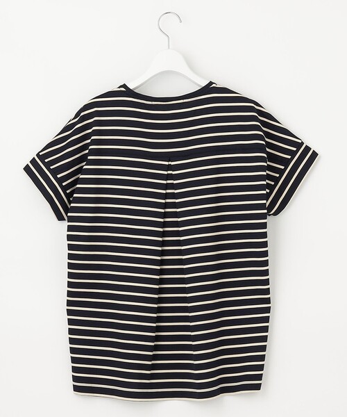 tシャツ 「洗える/UVケア」ボーダー タックデザインカットソー レディース 自由区 tシャツ 「洗える/UVケア」ボーダー タックデザイン