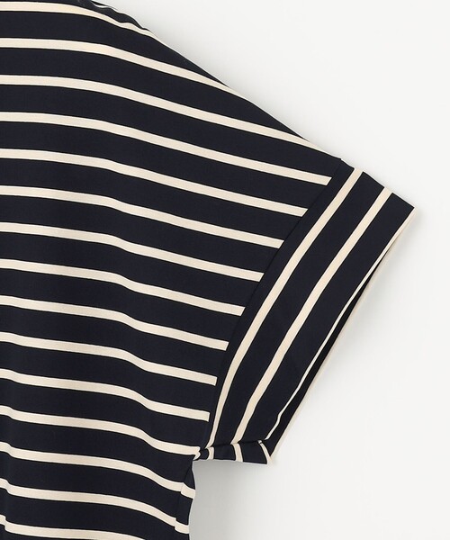 tシャツ 「洗える/UVケア」ボーダー タックデザインカットソー レディース 自由区 tシャツ 「洗える/UVケア」ボーダー タックデザイン