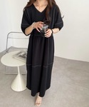ワンピース 半袖 前後2WAYランタンスリーブ...の詳細画像1