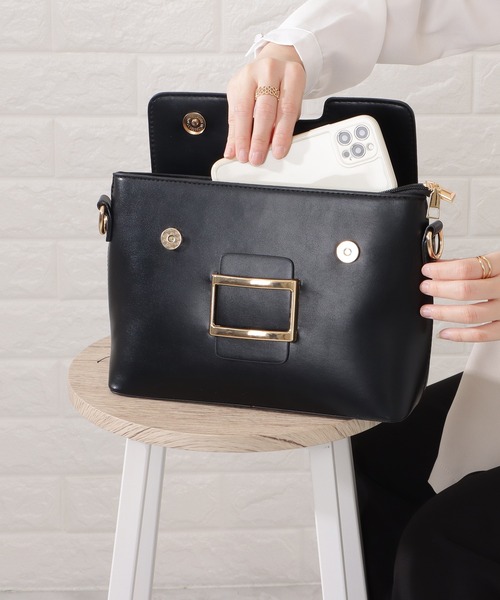 ブラックレザー ショルダーバッグ レザーショルダーバッグ black ＜XL＞ – PINT_MN