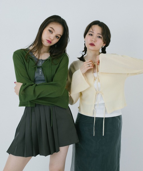 Tina jojunリボン フロントリボン ニットカーディガン TINA：JOJUN 全3色｜tnj411