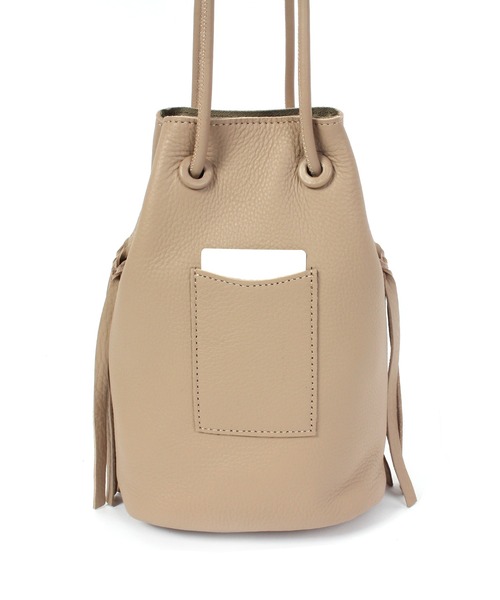 BEAURE ヴュレ バッグ ベージュ | 24春夏 カウレザー 巾着 ショルダーバッグ / ハンドバッグ | 肩掛け 斜め掛け ギャザー 牛革 | ブランド カバン【レディース】【中古】【美品】【K4576】 Beau're（ヴュレ） ショルダーバッグ バッグ BEAURE カウレザー