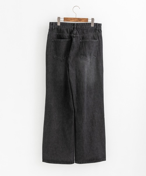 オシャレ クラッシュ ブラック ルーズ パンツ ハイウエスト LILL カーゴパンツ ルーズシルエットハイウエストサスペンダー