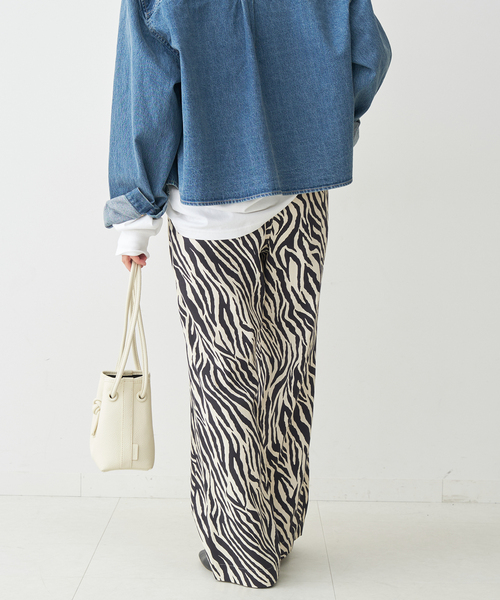Spick＆Span パンツ ゼブラプリントイージーパンツ レディース