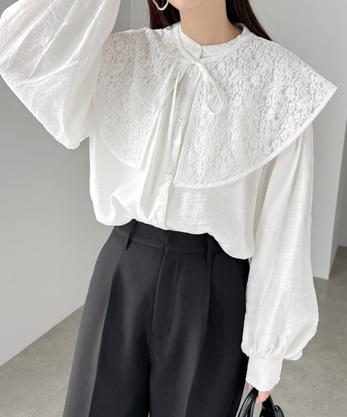 美品＊GEORGE’S レース2WAYシャツ George's ブラウス シャツ レース2WAYシャツ レディース