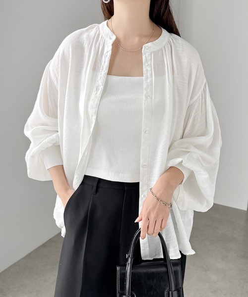 ブラウス シャツ レースヘム2Wayショルダーブラウス レディース andme ブラウス シャツ レース付け襟2wayシャツブラウス