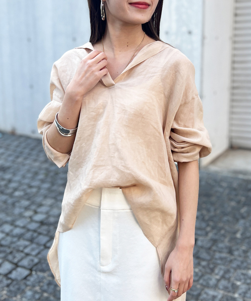 Rouge vif ブラウス シャツ 麻混バックスリットスキッパーシャツ