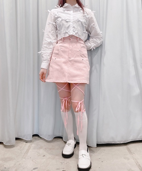 lilLilly（リルリリー） パンツ クロスリボンショートパンツ