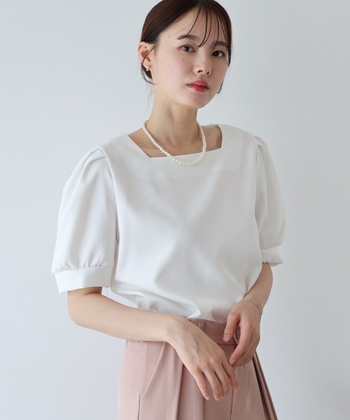 ブラウス シャツ エアーパフスリーブブラウス レディース Rouge vif ブラウス シャツ シアーパフスリーブブラウス