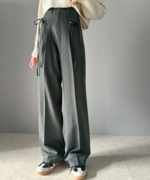 美品★ミュベール リボン パンツ スラックス ネイビー 38 リボンワイドパンツ（スラックス）｜M y u（ミュー）の