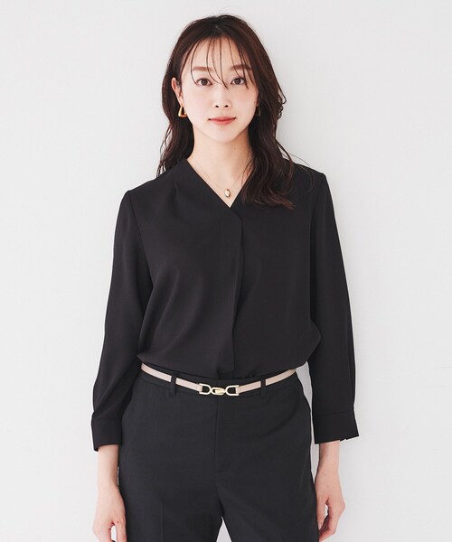 ブラウス シャツ 「通勤スーツ/入卒/セレモニー」Vネックインナーブラウス レディース UNTITLED ブラウス シャツ 「通勤スーツ/入卒/セレモニー」V