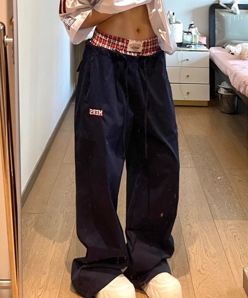 スウェットパンツ ジャージ チェック レイヤード ワイドパンツ レディース | GEMEDA | 08