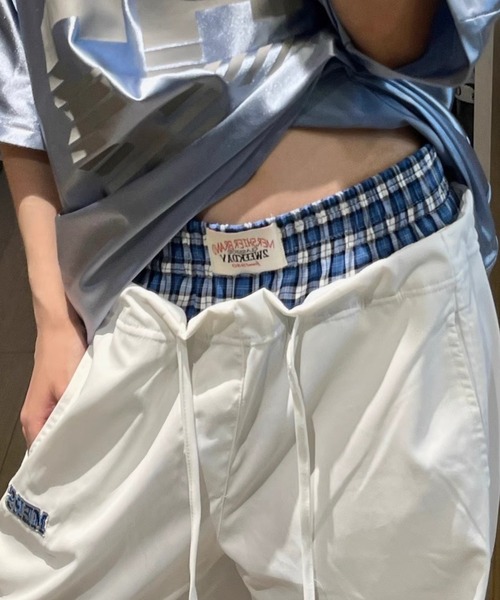 スウェットパンツ ジャージ チェック レイヤード ワイドパンツ レディース | GEMEDA | 09