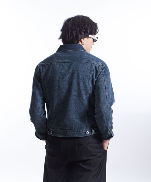 ギフトショート丈ジーンズジャケット ZIP FIVE -White Line- デニムジャケット gジャン 「White Line