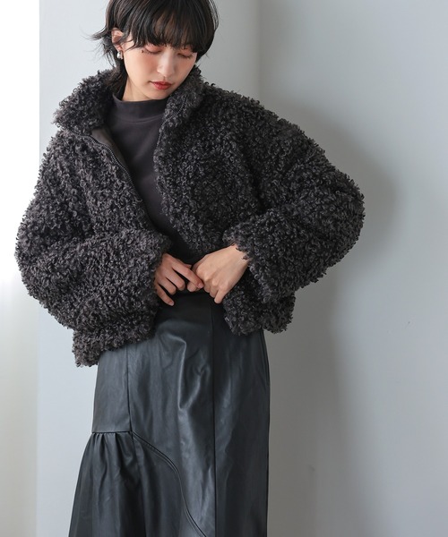 itto ブルゾン アウター くるくるプードルファーショートコート