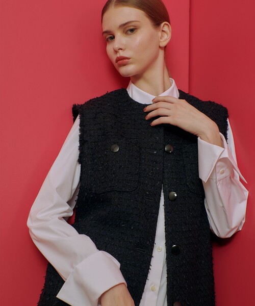 ベスト ジレ 「LOULOU WILLOUGHBY」ファンシーツイードロングジレ レディース LOULOU WILLOUGHBY ベスト ジレ 「LOULOU WILLOUGHBY