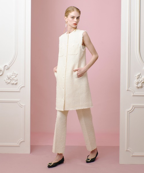 ベスト ジレ 「LOULOU WILLOUGHBY」ファンシーツイードロングジレ レディース LOULOU WILLOUGHBY ベスト ジレ 「LOULOU WILLOUGHBY