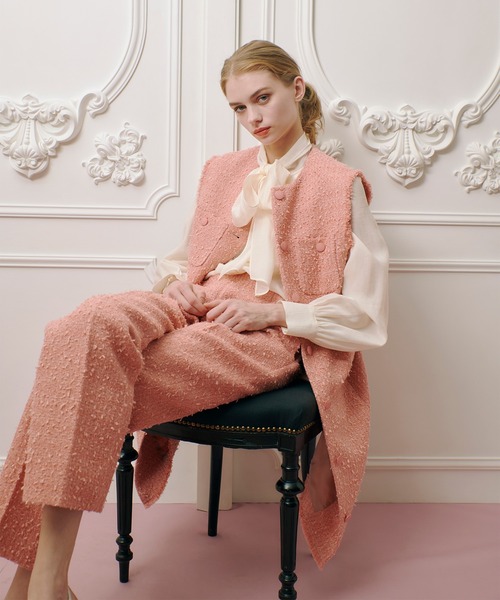ベスト ジレ 「LOULOU WILLOUGHBY」ファンシーツイードロングジレ レディース LOULOU WILLOUGHBY ベスト ジレ 「LOULOU WILLOUGHBY