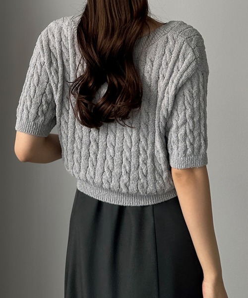 Louere ワンピース ケーブルショートニット＋キャミワンピース
