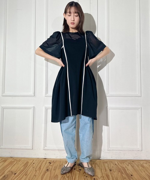 チュニック トリコットシアーレイヤードチュニックドレス : ZOZOTOWN