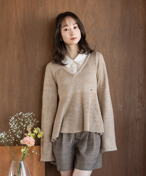 ニット セーター peplum sequins knit / ペプラムスパンコールニット レディース mideal ニット セーター peplum sequins knit / ペプラム