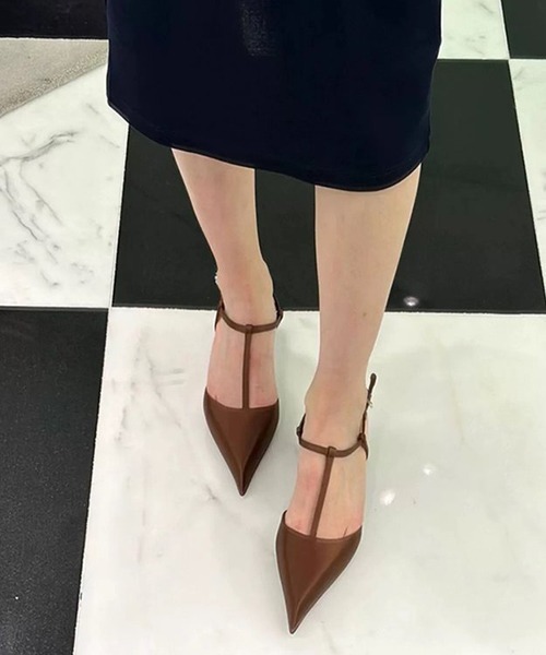 c.u.l パンプス アンクル Tストラップ ポインテッドトゥパンプス