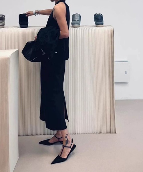 c.u.l パンプス アンクル Tストラップ ポインテッドトゥパンプス