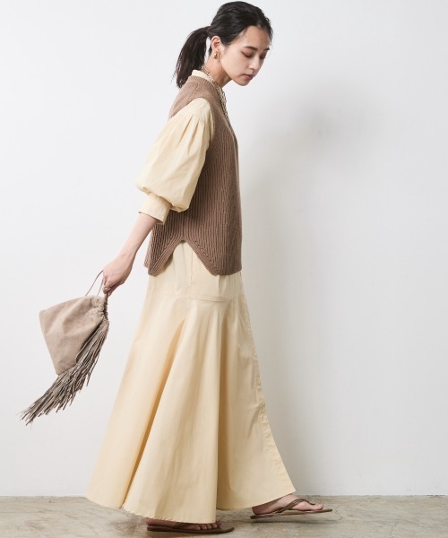 CHIC STYLE（シックスタイル） ベスト ジレ 綿麻畦編ニットベスト