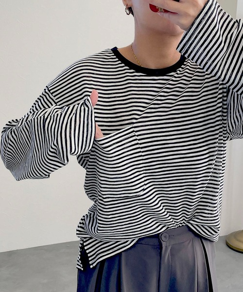 tシャツ シアーボーダープルオーバー レディース : ZOZOTOWN