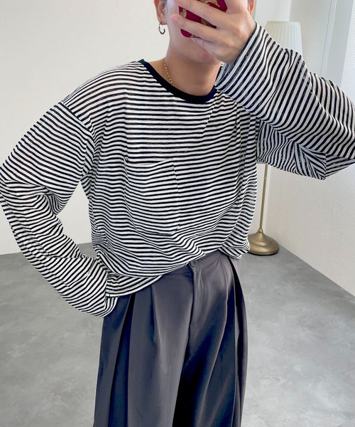 tシャツ シアーボーダープルオーバー レディース : ZOZOTOWN