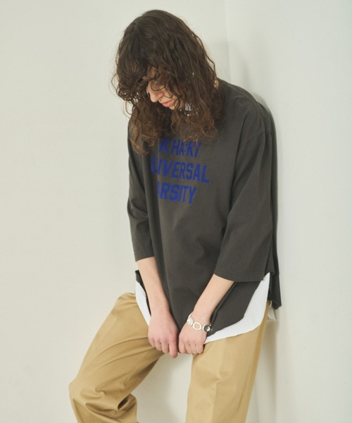 楽天市場】kha:ki カーキ コットン 天竺 7分袖 プリント Tシャツ