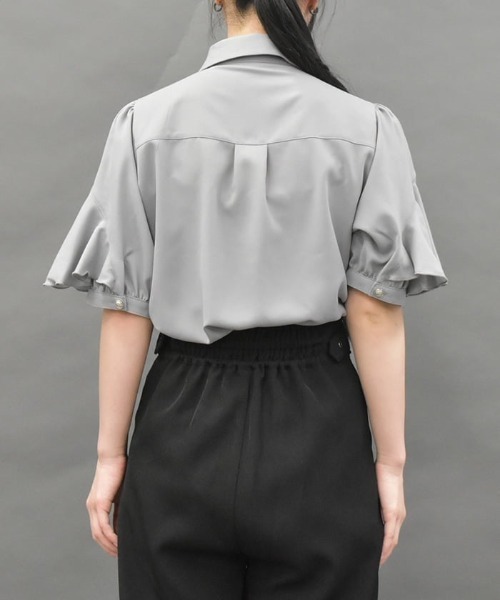 タイ付ラッフルフリル半袖ブラウス | レディース服・レディース