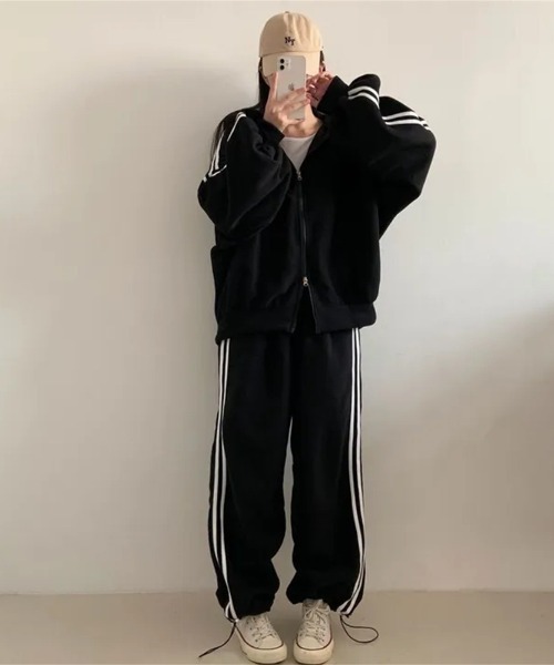 LETee パーカー サイドラインパンツ＆ジップパーカー/セットアップ