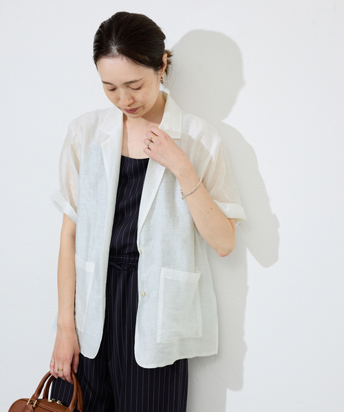 ジャケット・アウター IENA SLOBE SLOBE IENA コート アウター シアーハーフスリーブジャケット