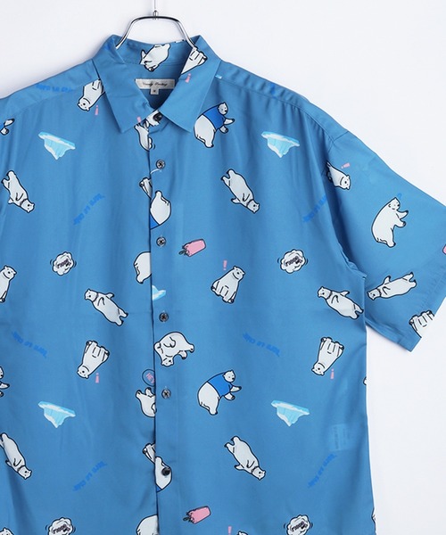 WESTSEA（ウエストシー） シャツ 半袖 冷感とろみ シルクタッチ 総柄