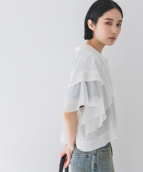JEANASIS ブラウス シャツ レイヤーフリルショートシャツ SS