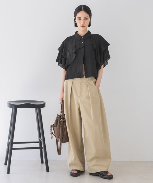 JEANASIS ブラウス シャツ レイヤーフリルショートシャツ SS