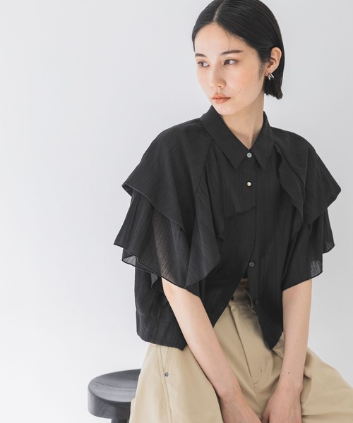 JEANASIS ブラウス シャツ レイヤーフリルショートシャツ SS