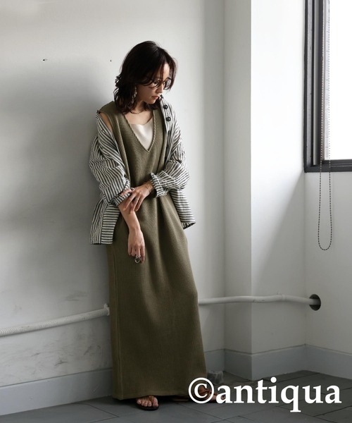 antiqua（アンティカ） ワンピース ワッフルワンピース : ZOZOTOWN