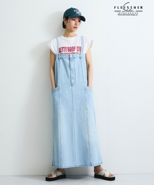ニットサロペスカート VICKY ジャンパースカート ライトオンスデニムサロペット