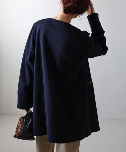 「&HALF」 ノーカラーコート M アイボリー レディース_画像6