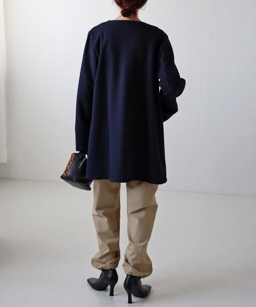 「&HALF」 ノーカラーコート M アイボリー レディース_画像9