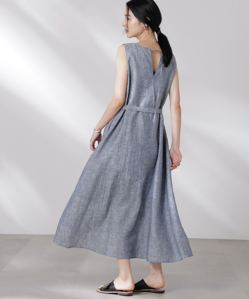 ナノユニバース（NANO universe）/ヨーロピアンフラックス Aラインノースリーブワンピース NANO universe（ナノ・ユニバース） ワンピース ヨーロピアン