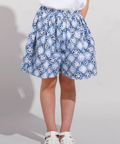 こばとも(o^^o) BeBe パンツ 「お揃い」復刻アーカイブタイル柄フレアキュロット