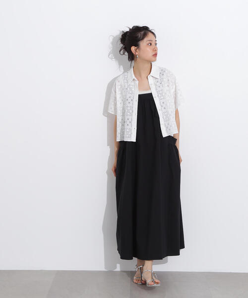 ブラウス シャツ レースクロップドシャツ(半袖) レディース N.Natural Beauty Basic ブラウス シャツ クロップドレース
