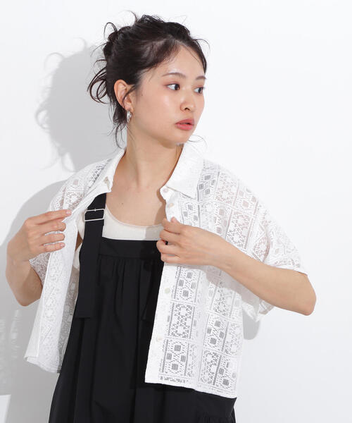 ブラウス シャツ クロップドレースシャツ レディース N.Natural Beauty Basic ブラウス シャツ クロップドレース